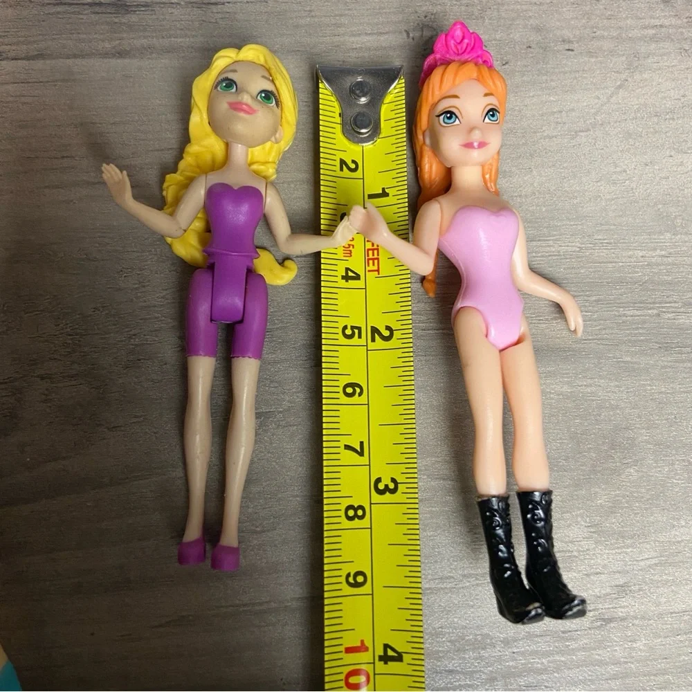 Set‎ of 4 Polly Pocket & Disney Magic Clip Princess Dolls 3.5”